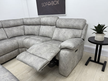 Furniture Village Moreno Power Recliner Corner Sofa & Footstool In Grey