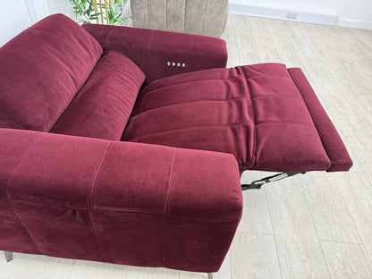 DFS Showcase Power Recliner Chair in Boutique Plum Velvet Fabric