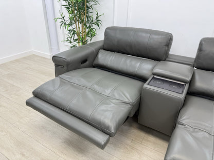 Furniture Village Homestage 3 Seater Power Recliner Media Sofa In Grey Leather