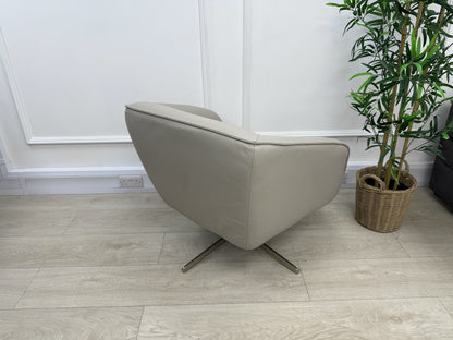 Sofology Adler Swivel Chair In Stone Leather