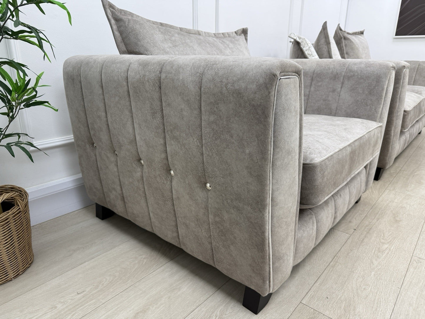 DFS Cherished 3 Seater Sofa, Chair & Footstool Set In Oatmeal