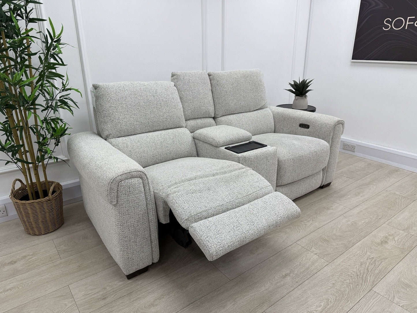 Furniture Village Nixon 2 Seater Power Recliner Sofa In Oyster Fabric