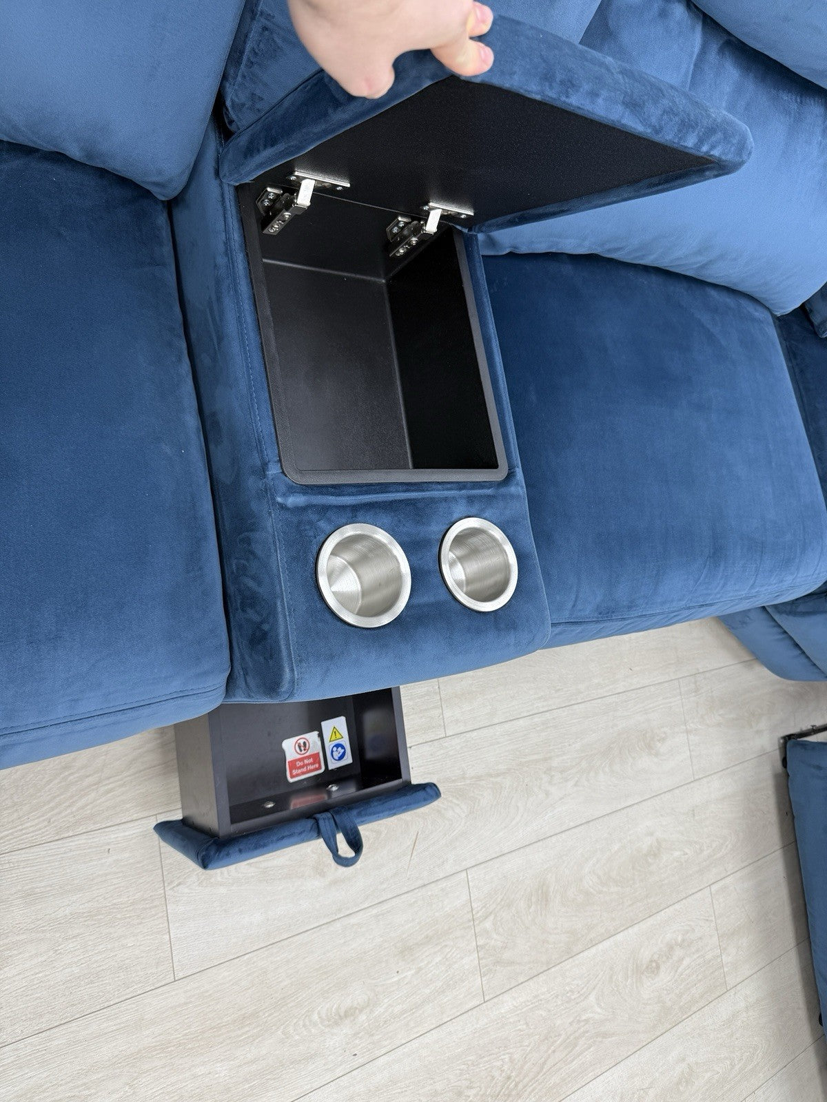 DFS Trek Velvet Corner Sofa In Blue