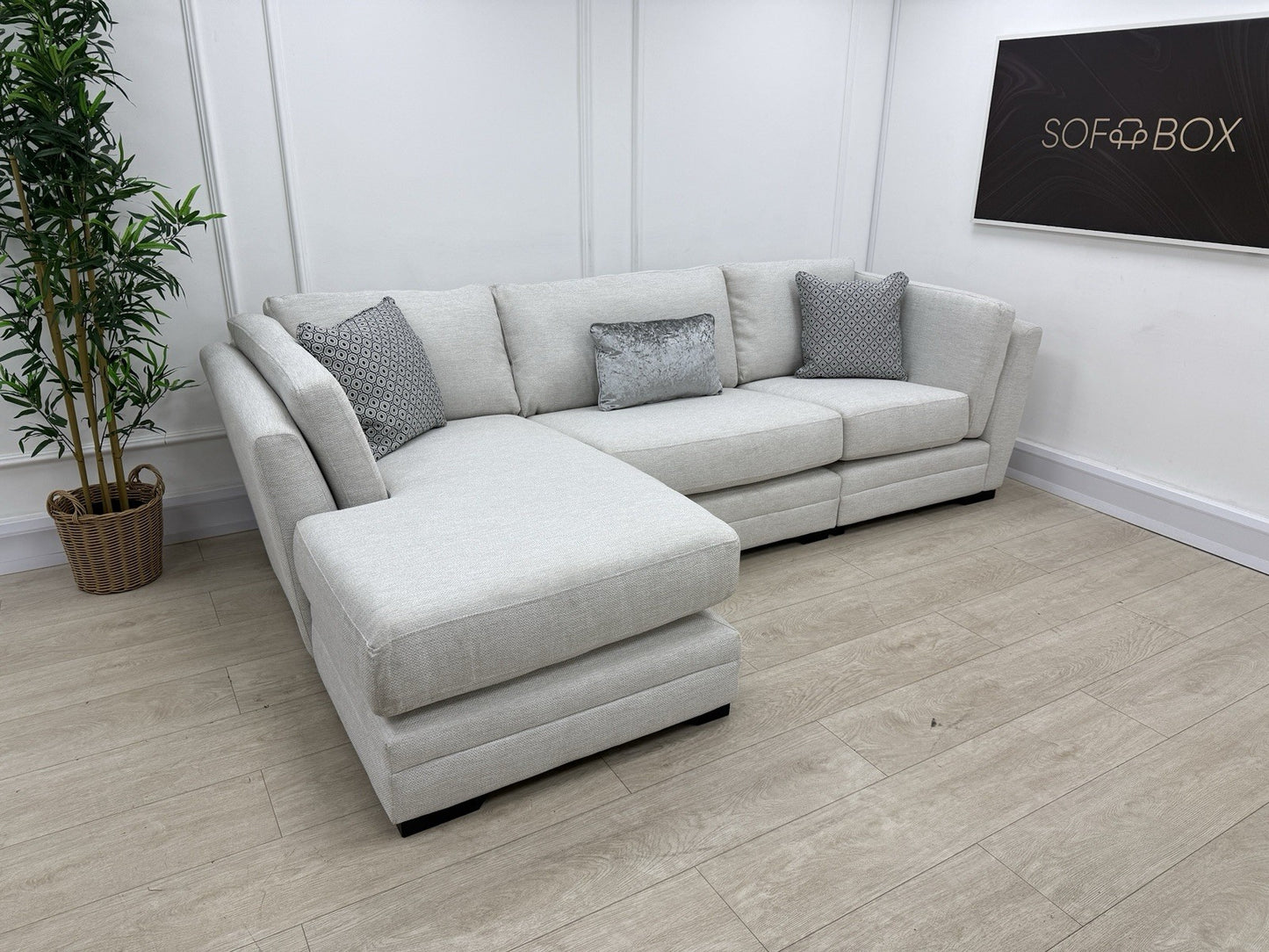 DFS Longbeach / Ada L Shape Chaise Sofa In Light Grey Fabric