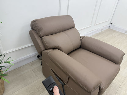 DFS Nevara Rise And Tilt Power Recliner Armchair In Brownie Leather