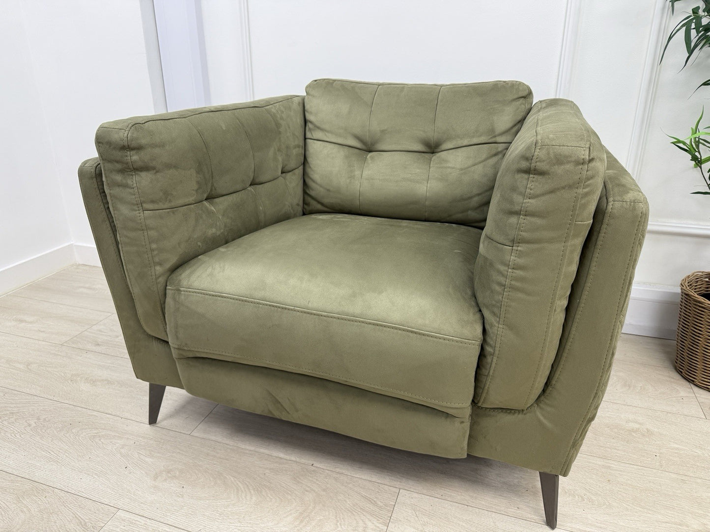 Sofology Muse Power Recliner Armchair In Olive Fabric