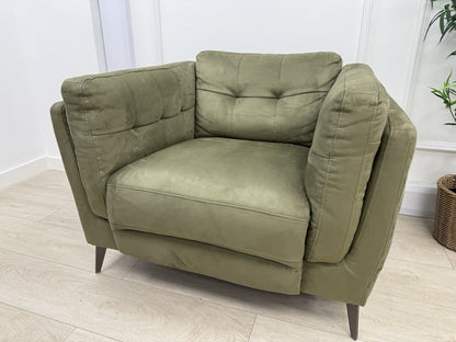 Sofology Muse Power Recliner Armchair In Olive Fabric