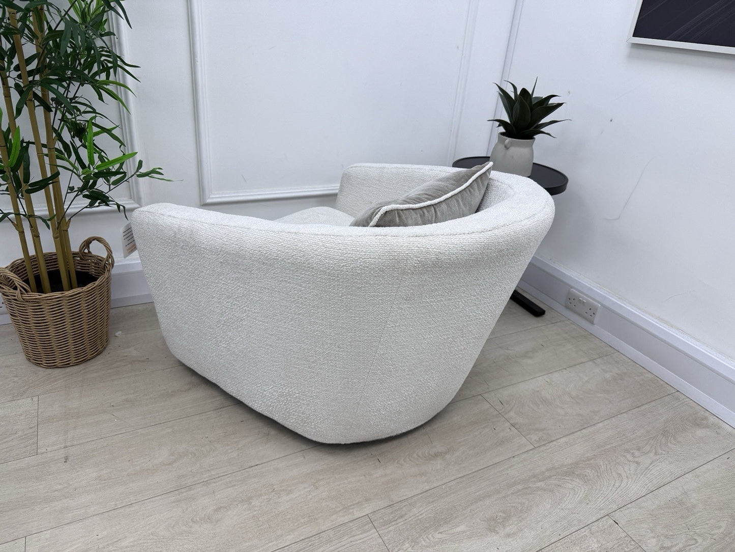DFS Ada Accent Swivel Chair In Natural Bouclé Fabric