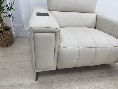 DFS Showcase Power Recliner Chair With Arm Console In Frost Leather