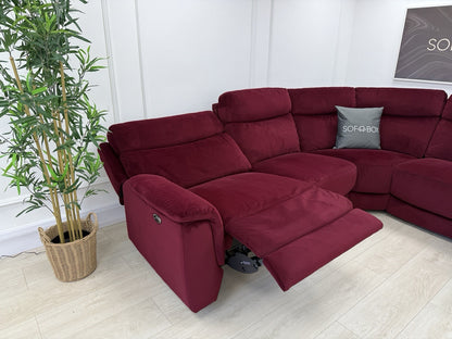 DFS Ronan Velvet Power Recliner Corner Sofa In Plum