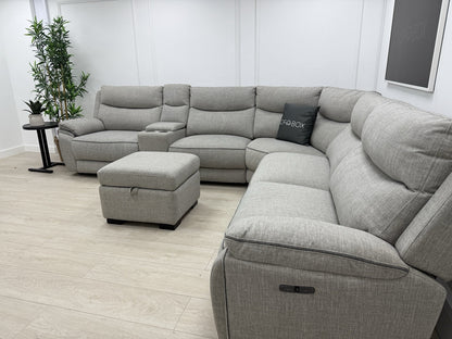 DFS Trek Storeaway Power Recliner Corner Sofa In Light Grey