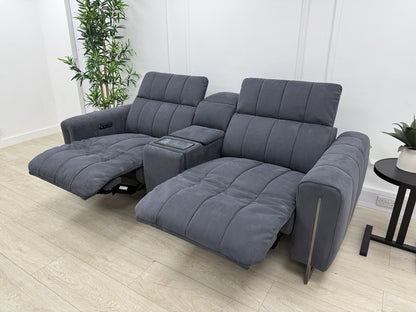 Sofology The Paramount 2.5 Seater Sofa Recliner/Headrest In Nubuck Charcoal