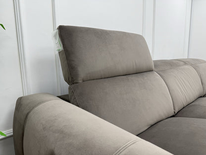DFS Lauder Power Recliner Corner Sofa In Taupe Velvet Fabric