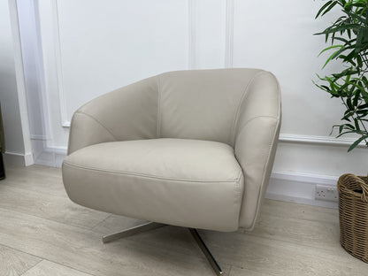 Sofology Adler Swivel Chair In Stone Leather