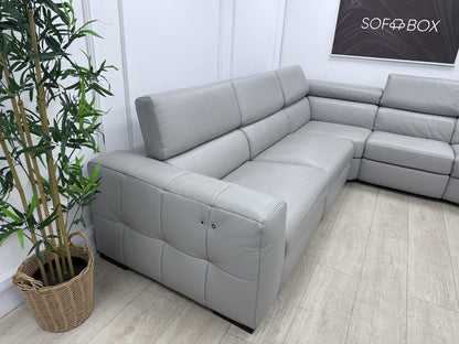 Natuzzi Click Modular Power Recliner Corner Sofa In Grey Leather
