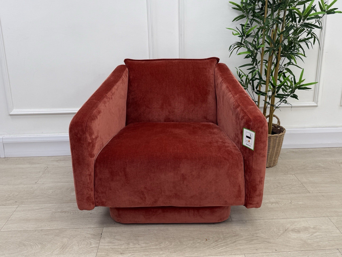 DFS French Connection Molten Swivel Accent Chair In Henna Fabric