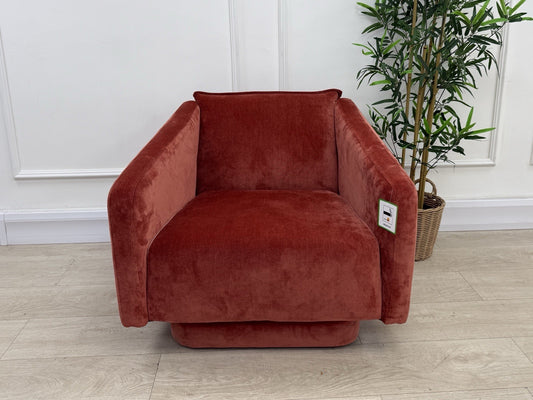 DFS French Connection Molten Swivel Accent Chair In Henna Fabric