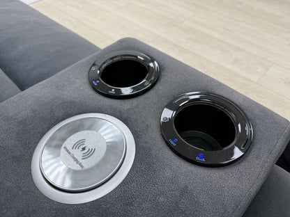 Sofology Renato 2.5 Seater Sofa Recliner Console Unit In Flecked Charcoal