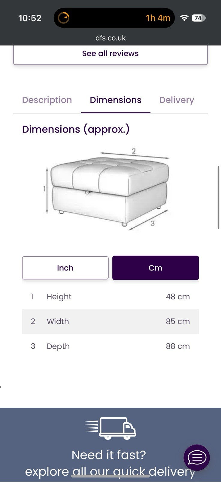 DFS Steller Storage Footstool In Mist Grey