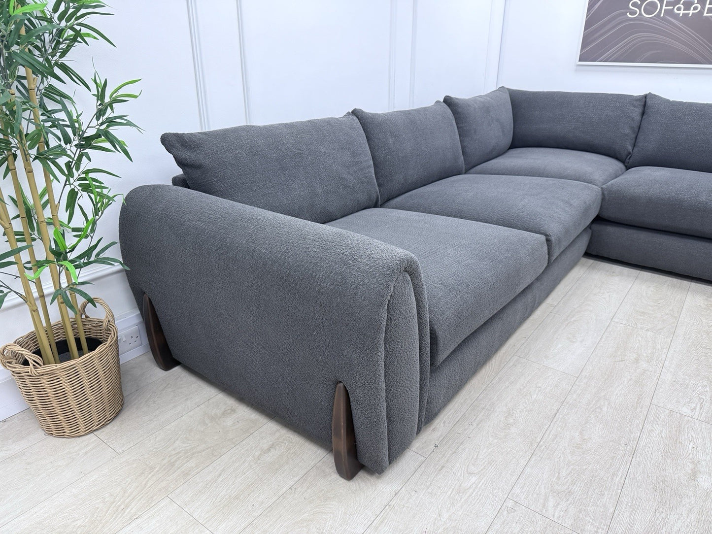 Sofology Marble Arch Corner Sofa In Charcoal Bouclé Fabric