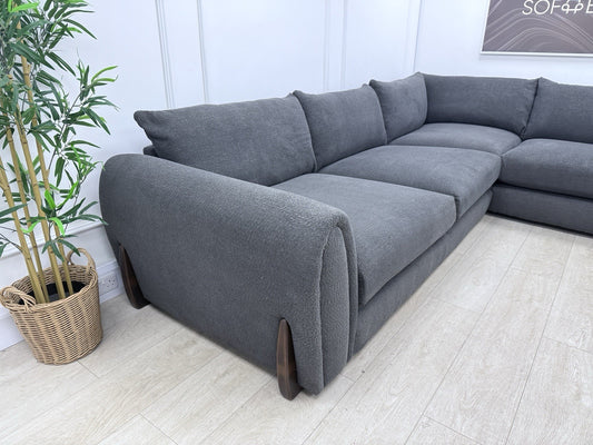 Sofology Marble Arch Corner Sofa In Charcoal Bouclé Fabric