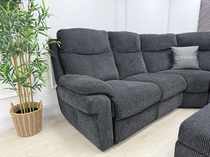 La-Z-Boy Tamla Power Recliner Corner Sofa & Footstool In Black Fabric