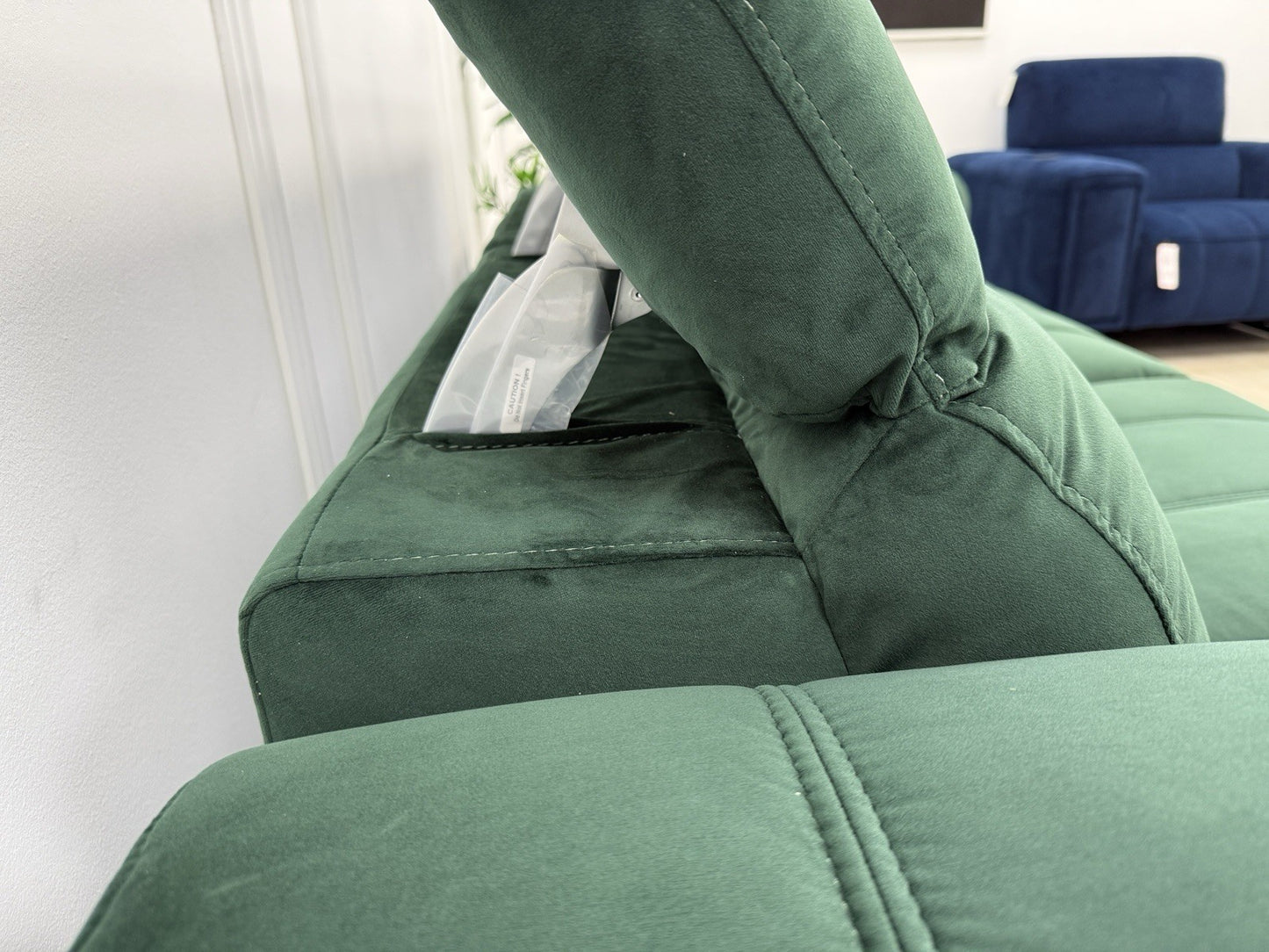 DFS Trip / Torren / Showcase Power Recliner 3 Seater Sofa In Bottle Green Velvet