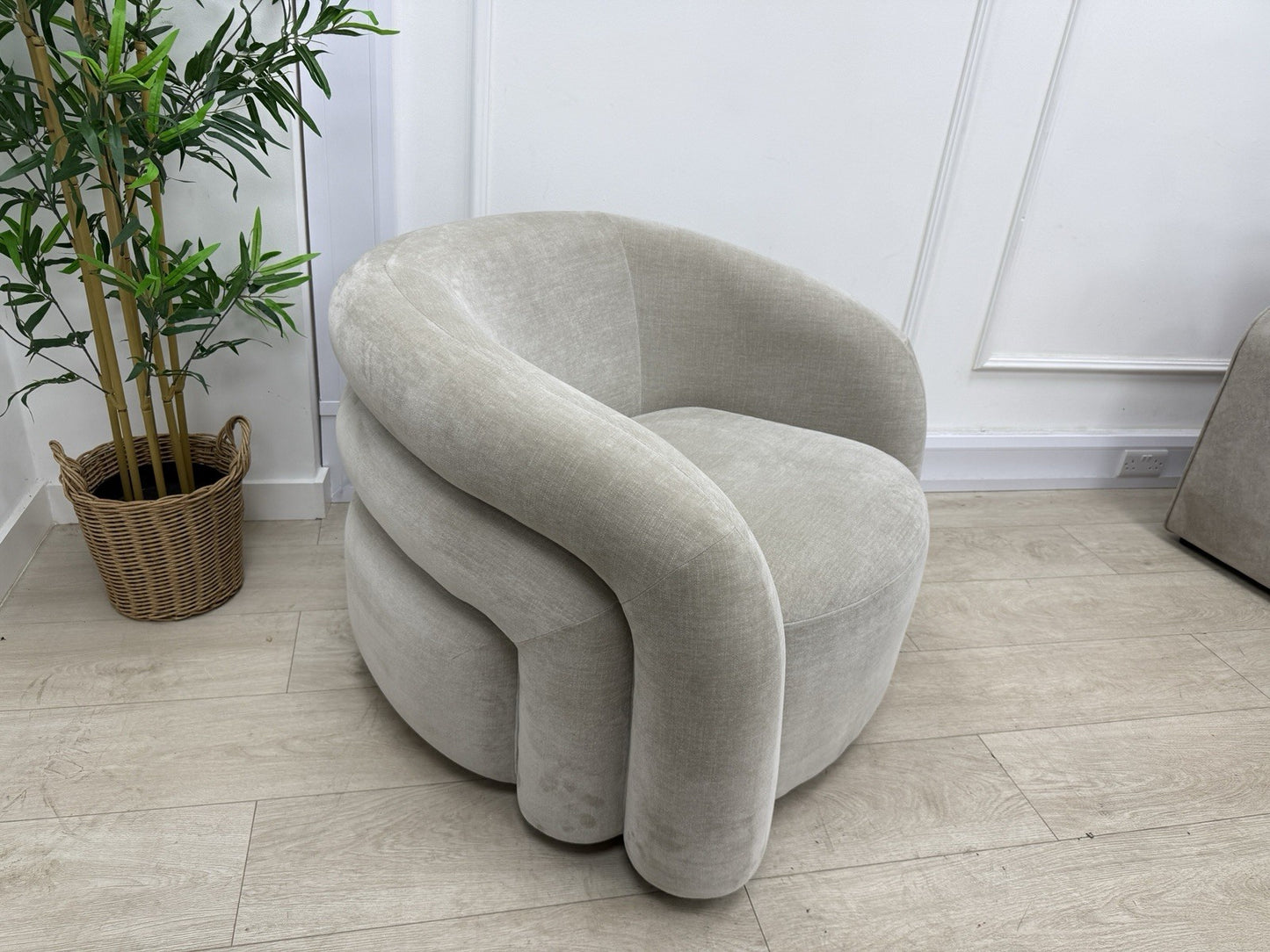 Sofology Dalston Fabric Swivel Chair in Soft Chenille Linen