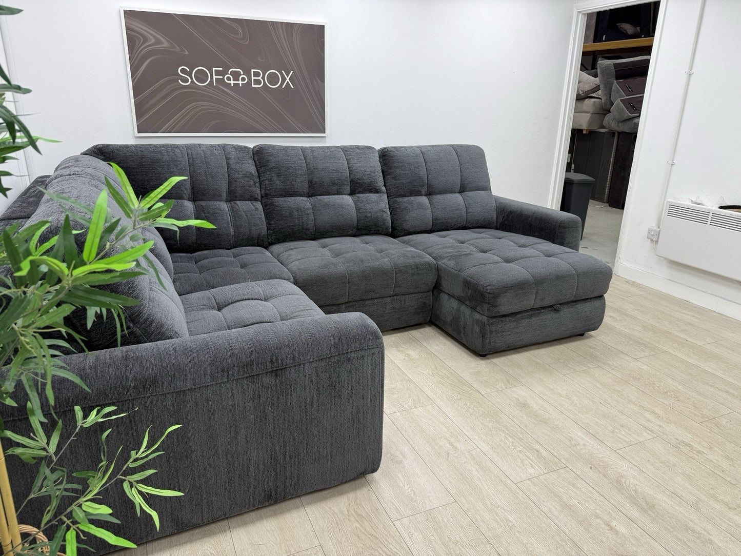 DFS Steller Power Recliner Corner Sofa In Nuova Black Fabric