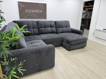 DFS Steller Power Recliner Corner Sofa In Nuova Black Fabric