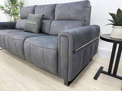 Sofology The Ravello 3 Seater Sofa Recliner/Headrest/Lumbar In Charcoal Fabric