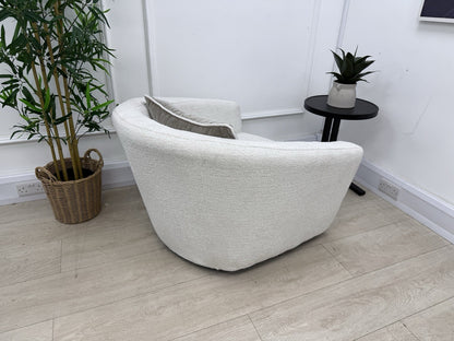 DFS Ada Accent Swivel Chair In Natural Bouclé Fabric