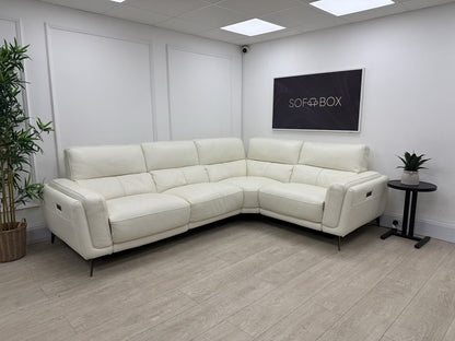 DFS San Antonio Power Recliner Corner Sofa In Snow Leather