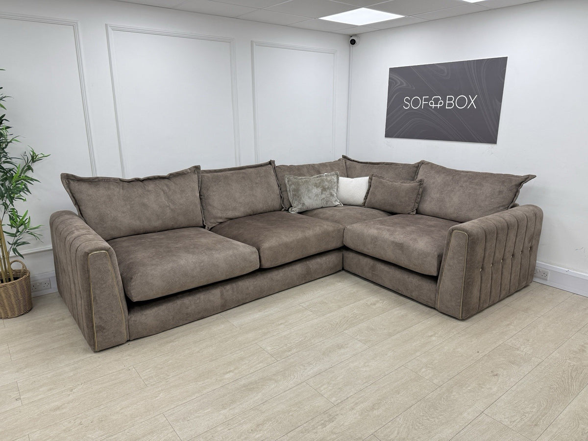 DFS Devine Corner Sofa In Chocolate Fabric