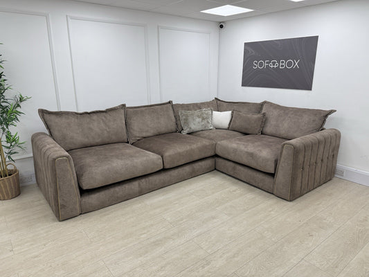 DFS Devine Corner Sofa In Chocolate Fabric