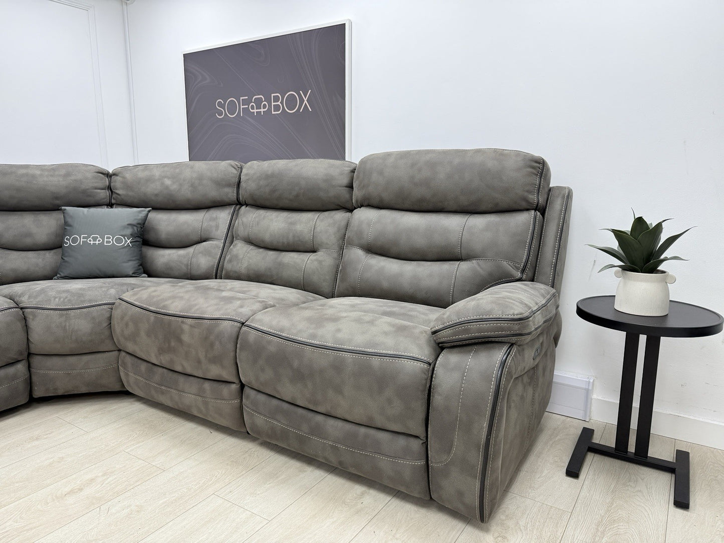 DFS Noah Power Recliner Corner Sofa In Grey