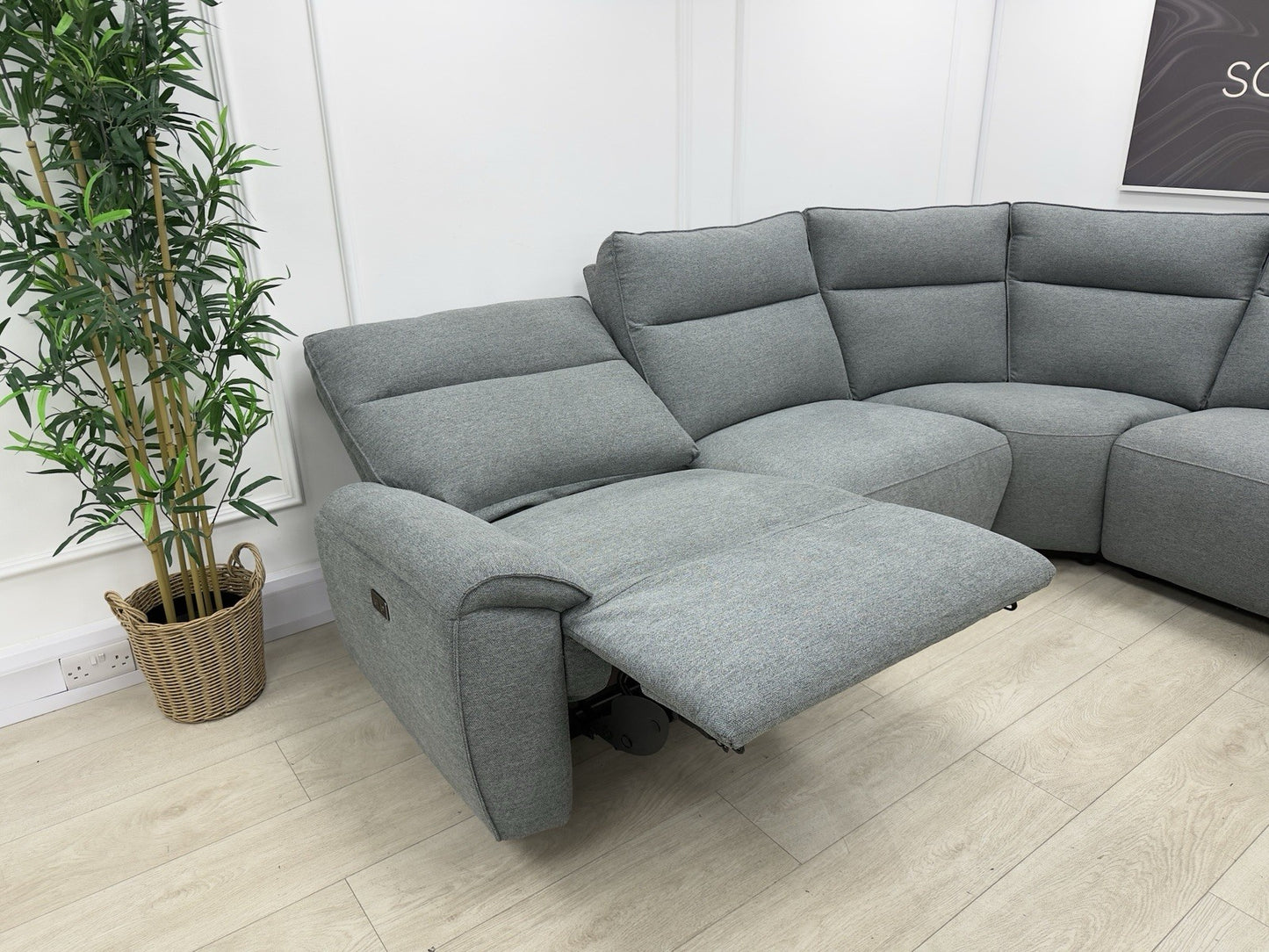 DFS Aussie Power Recliner Corner Sofa In Grey Fabric