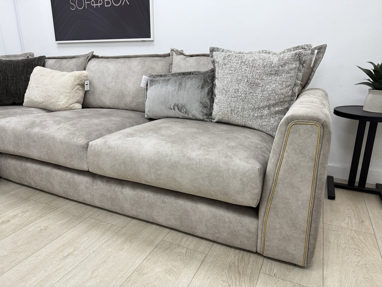 DFS Devine Corner Sofa In Oatmeal Fabric