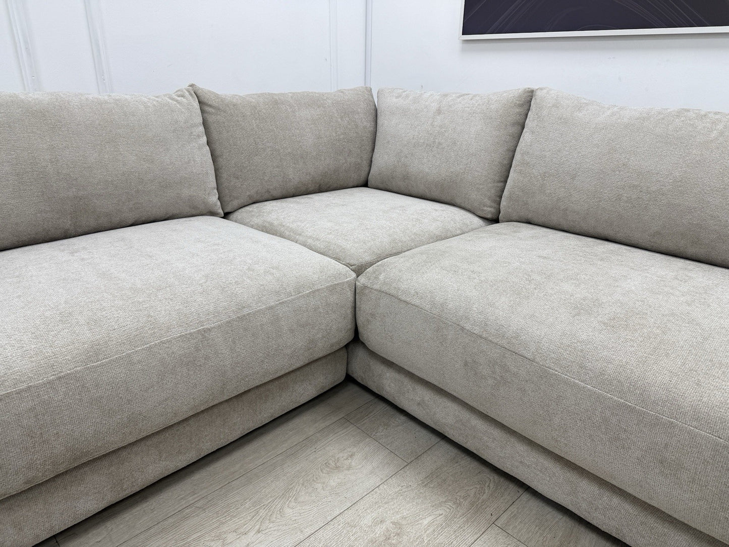 Sofology Amalfi Corner Sofa In Cosy Chenille Stone Fabric
