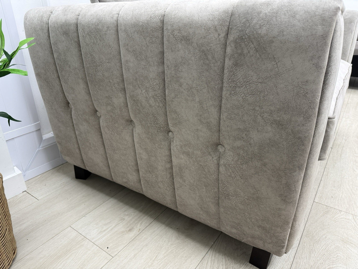 DFS Cherished Self Piped Formal Back Cuddle Chair Loveseat In Oatmeal
