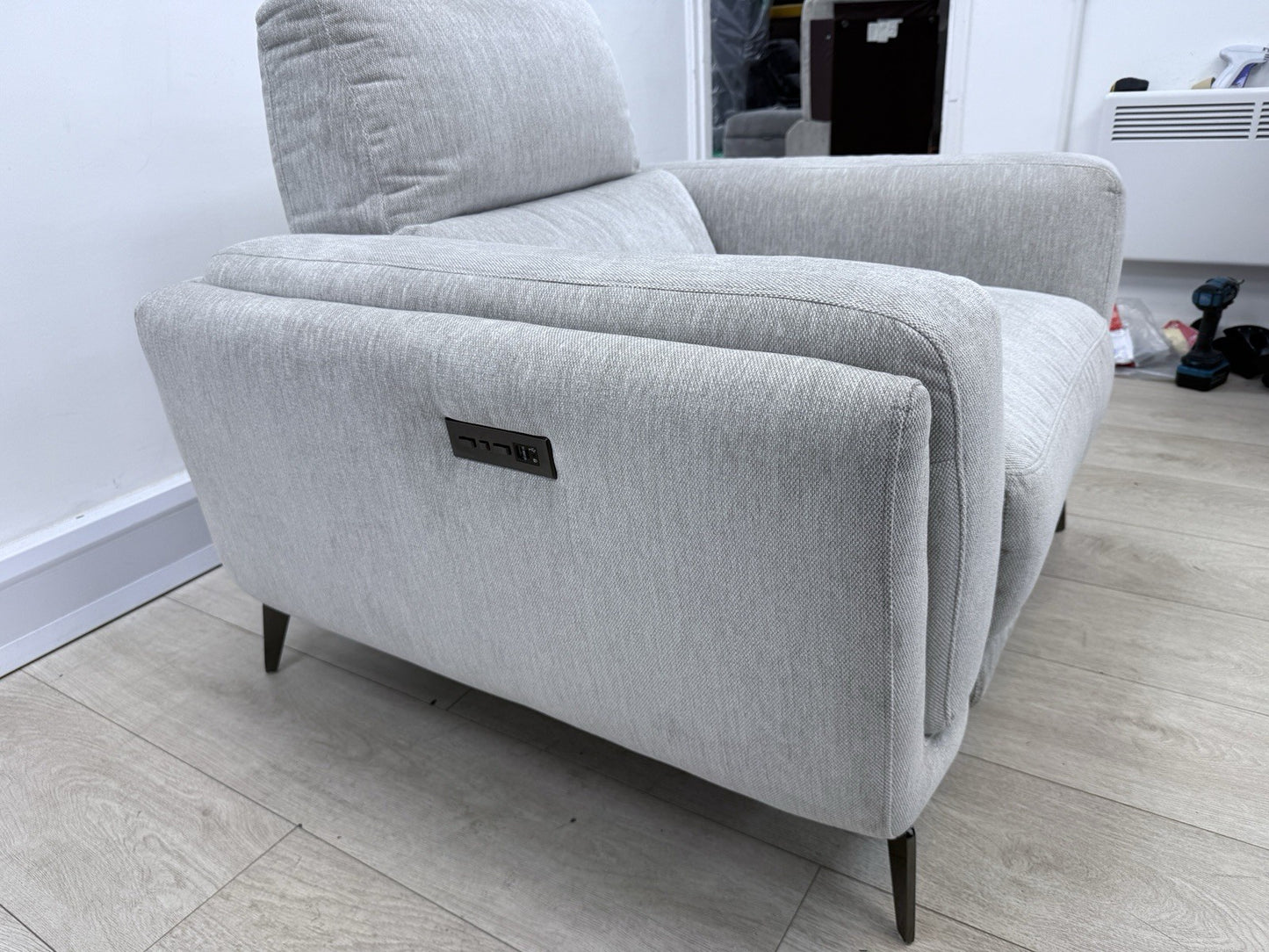 DFS San Mateo Power Recliner Armchair In Fresno Ivory Fabric