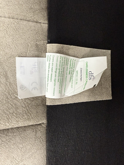 DFS Cherished Self Piped Formal Back Cuddle Chair Loveseat In Oatmeal