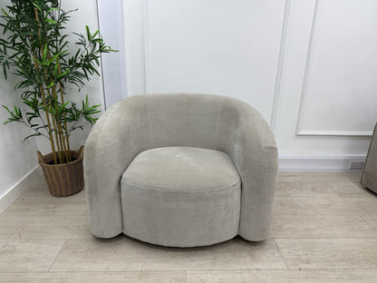 Sofology Dalston Fabric Swivel Chair in Soft Chenille Linen