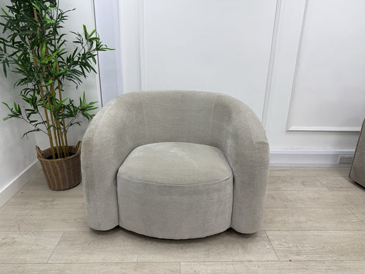 Sofology Dalston Fabric Swivel Chair in Soft Chenille Linen