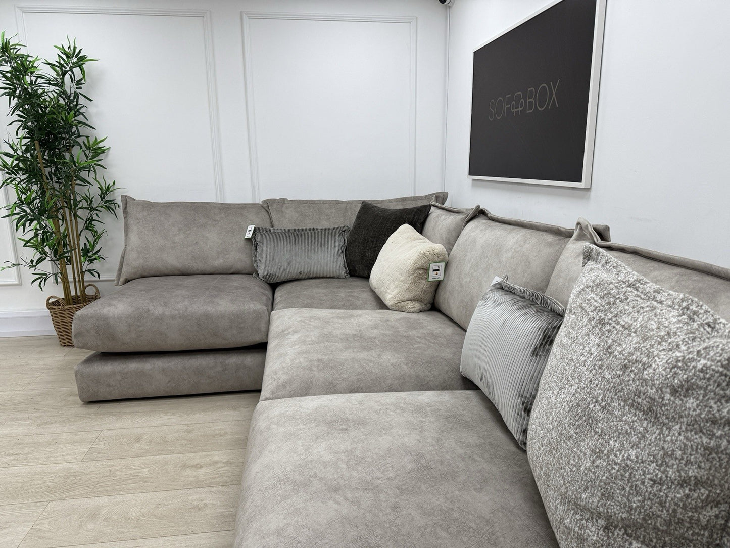 DFS Devine Corner Sofa In Oatmeal Fabric