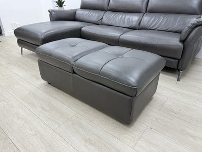 Sofology The Missouri 3 Seater Chaise Sofa & Footstool Set In Charcoal Leather