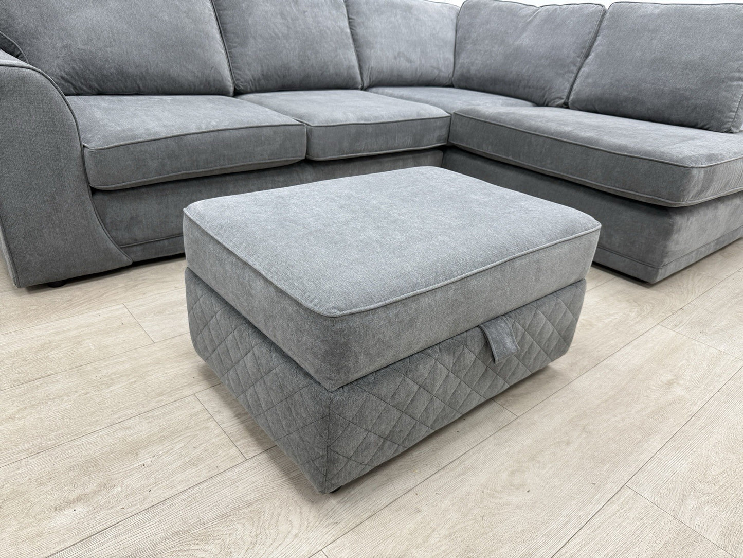 DFS Orka Storage Footstool In Graphite Grey Fabric