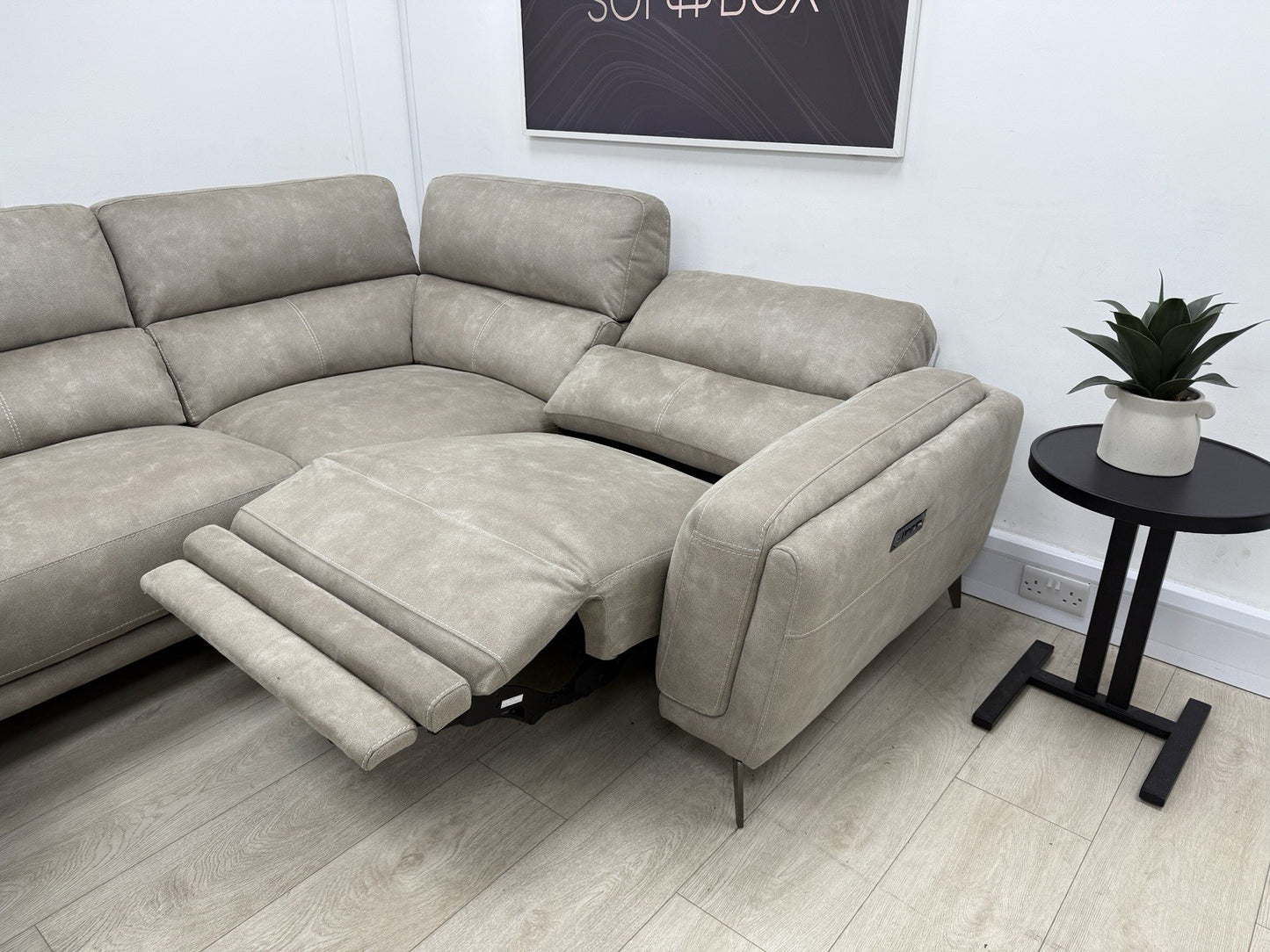 DFS San Mateo Power Recliner Corner Sofa In Arizona Stone Fabric