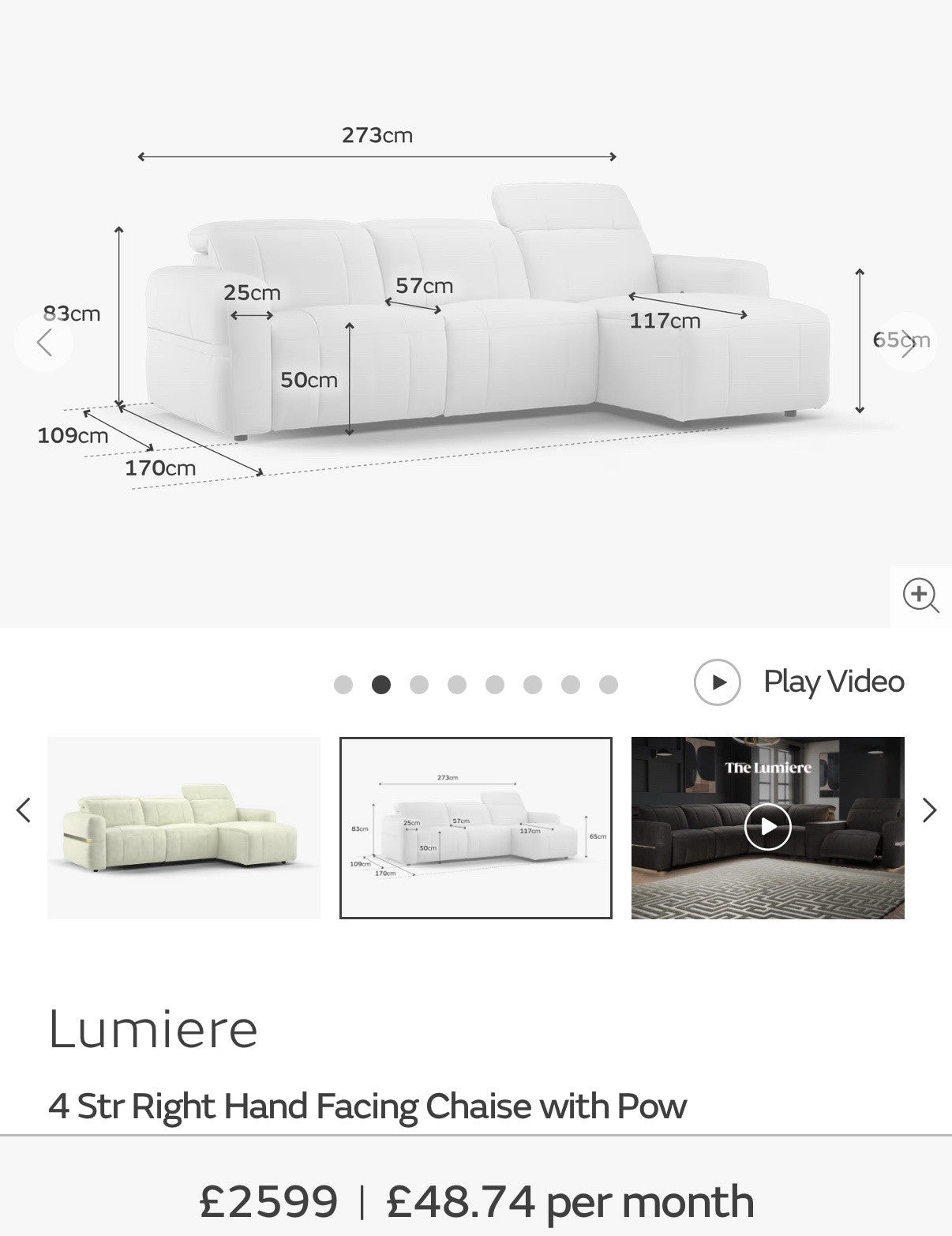 Sofology Lumiere Power Recliner 4 Seater Chaise Sofa In Lifestyle Flecked Ivory