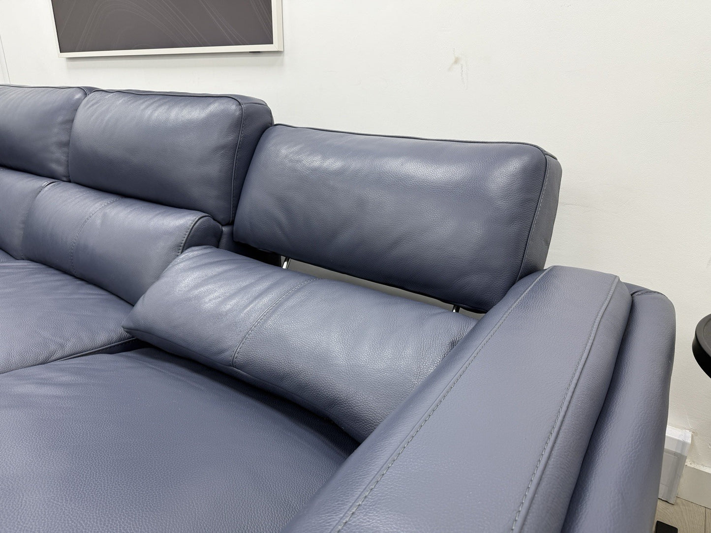 DFS San Antonio Power Recliner Corner Sofa Right Hand Facing In Blue Leather